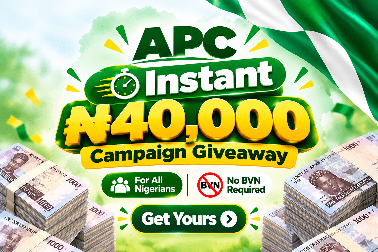All Progressive Congress 2027 Instant ₦40,000 Naira Campaign Giveaway